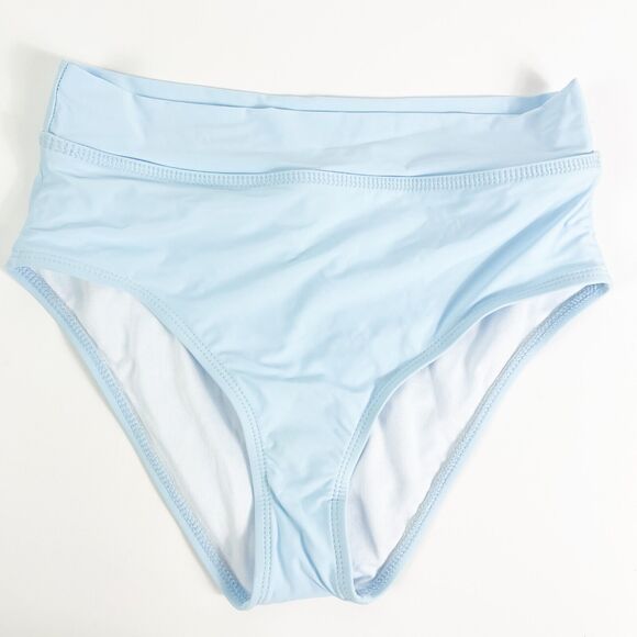 Athena NWT Foldover Mid Waisted Retro Bikini Bottom Light Blue Size 6 - Picture 1 of 5